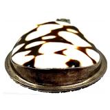 Pair of Sterling Silver Pendants with Coral Agate and Reversible Shell and Floral Cutout & Spiderweb Pattern