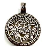 Pair of Sterling Silver Pendants with Coral Agate and Reversible Shell and Floral Cutout & Spiderweb Pattern