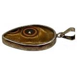 Sterling Silver 950 Butterfly Wing Pendant Reversible Blue and Brown Pattern 4.8g