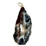 Set of 3 Artistic Pendants - Geode Slice, Fused Glass, and Resin Flower