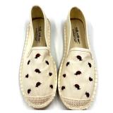 Walk With Me by Coldwater Creek Ladybug Espadrille Shoes, Size 7M, Ivory