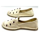 Walk With Me by Coldwater Creek Ladybug Espadrille Shoes, Size 7M, Ivory