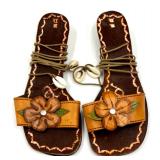 Cappelli Straworld Woven Shoulder Bag from Sandals Resort with Leather Floral Sandals Set