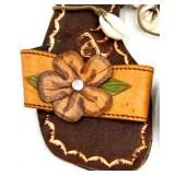 Cappelli Straworld Woven Shoulder Bag from Sandals Resort with Leather Floral Sandals Set