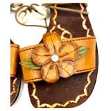 Cappelli Straworld Woven Shoulder Bag from Sandals Resort with Leather Floral Sandals Set