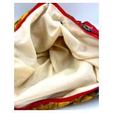 Mountain Mamas Floral Boho Handbag with Wood Bead Handles and Tag with 2 Other Artisan Made Leather Bags and Wallet with Logo