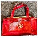 Mountain Mamas Floral Boho Handbag with Wood Bead Handles and Tag with 2 Other Artisan Made Leather Bags and Wallet with Logo