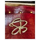 Mountain Mamas Floral Boho Handbag with Wood Bead Handles and Tag with 2 Other Artisan Made Leather Bags and Wallet with Logo