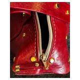 Mountain Mamas Floral Boho Handbag with Wood Bead Handles and Tag with 2 Other Artisan Made Leather Bags and Wallet with Logo