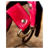 Mountain Mamas Floral Boho Handbag with Wood Bead Handles and Tag with 2 Other Artisan Made Leather Bags and Wallet with Logo