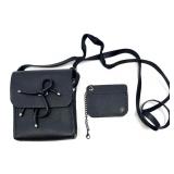 Mountain Mamas Floral Boho Handbag with Wood Bead Handles and Tag with 2 Other Artisan Made Leather Bags and Wallet with Logo