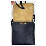 Mountain Mamas Floral Boho Handbag with Wood Bead Handles and Tag with 2 Other Artisan Made Leather Bags and Wallet with Logo