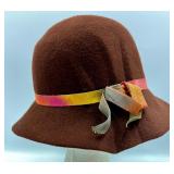 Bettina 100% Wool Cloche Hat with Multicolor Ribbon, Made in Italy