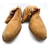 2 Pairs of Slouch Boots Size US 7 - Tan Faux Suede and Black Faux Leather with Fleece Lining