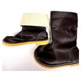 2 Pairs of Slouch Boots Size US 7 - Tan Faux Suede and Black Faux Leather with Fleece Lining
