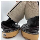 2 Pairs of Slouch Boots Size US 7 - Tan Faux Suede and Black Faux Leather with Fleece Lining