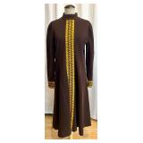 Vintage Brown Long Sleeve Dress with Embroidered Accents