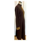 Vintage Brown Long Sleeve Dress with Embroidered Accents