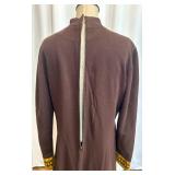 Vintage Brown Long Sleeve Dress with Embroidered Accents