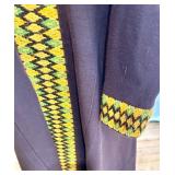 Vintage Brown Long Sleeve Dress with Embroidered Accents