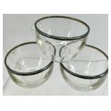 Indiana Glass Punch Bowl with Silver Trim and 12 Matching Cups