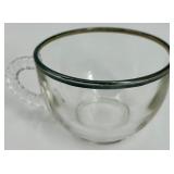 Indiana Glass Punch Bowl with Silver Trim and 12 Matching Cups