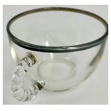Indiana Glass Punch Bowl with Silver Trim and 12 Matching Cups