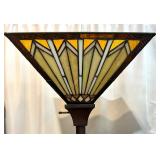 Tiffany Style inspired faux Stained Glass Floor Lamp with Geometric Shade
