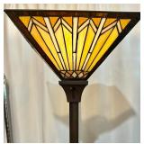 Tiffany Style inspired faux Stained Glass Floor Lamp with Geometric Shade