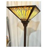 Tiffany Style inspired faux Stained Glass Floor Lamp with Geometric Shade