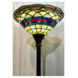 Tiffany-Style inspired faux Stained Glass Torchiere Floor Lamp