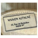 Maison Kitsune Black and Cream Ribbed Knit Long Sleeve Dress
