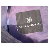 Anne Klein Long Navy Trench Coat with Fur Collar and Removable Fur Lining