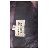 Anne Klein Long Navy Trench Coat with Fur Collar and Removable Fur Lining