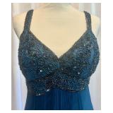 Stenay Size 8 Blue Beaded Cocktail Dress with Sequin Embellishments