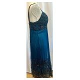 Stenay Size 8 Blue Beaded Cocktail Dress with Sequin Embellishments