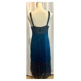 Stenay Size 8 Blue Beaded Cocktail Dress with Sequin Embellishments