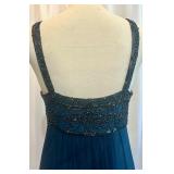 Stenay Size 8 Blue Beaded Cocktail Dress with Sequin Embellishments