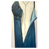 Stenay Size 8 Blue Beaded Cocktail Dress with Sequin Embellishments