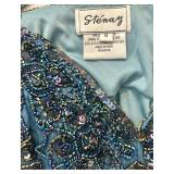 Stenay Size 8 Blue Beaded Cocktail Dress with Sequin Embellishments