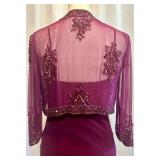 Stenay Beaded Silk Dress with Sheer Bolero Jacket Size 8