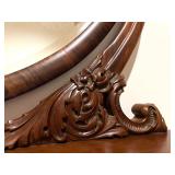 Antique Vanity Table with Carved Mirror and Drawers