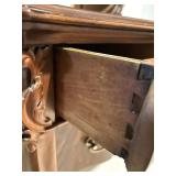 Antique Vanity Table with Carved Mirror and Drawers
