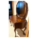 Antique Vanity Table with Carved Mirror and Drawers