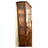 Antique Victorian Oak Glass-Front Display Cabinet with Ornate Carvings