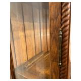 Antique Victorian Oak Glass-Front Display Cabinet with Ornate Carvings