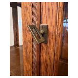 Antique Victorian Oak Glass-Front Display Cabinet with Ornate Carvings