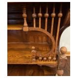 Antique Victorian Oak Glass-Front Display Cabinet with Ornate Carvings