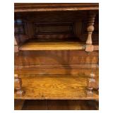 Antique Victorian Oak Glass-Front Display Cabinet with Ornate Carvings