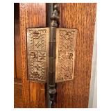 Antique Victorian Oak Glass-Front Display Cabinet with Ornate Carvings